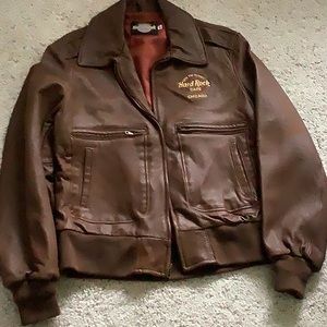 Brown , Hard Rock Cafe,leather jacket, Chicago, size Medium